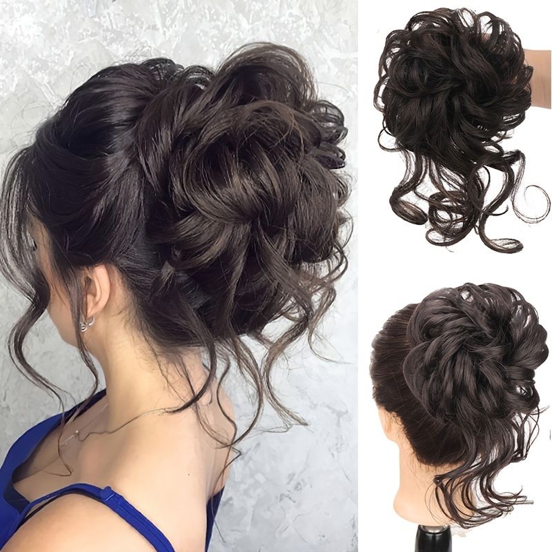 Women's Romantic Wedding Daily Curly Hair Bun Chignon Synthetic Elastic  Natural Bun Clip Hair Tail Extension Wig Piece | Today's Best Daily Deals |  Temu