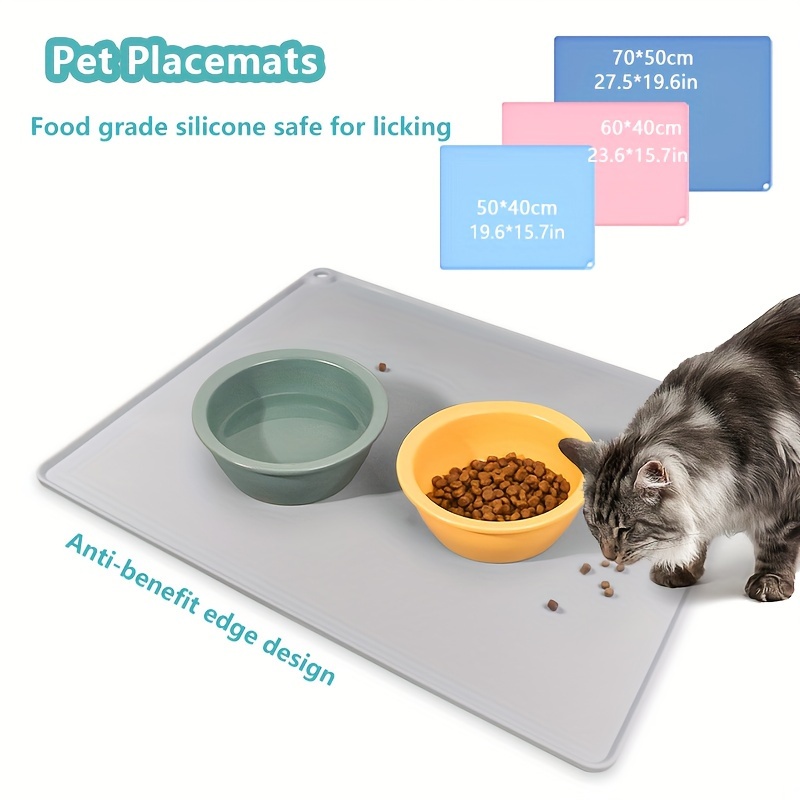  Dog Cat Food Mat Dog Feeding Mat for Food and Water 23.6  *15.7 Silicone Dog Dish Mats for Floors Waterproof Slip Pet Food Mat with  Raised Edges to Prevent Food and