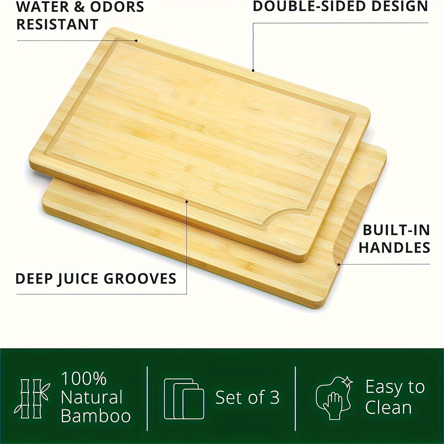 1PCS Kitchen Cutting Board Set Juice Grooves with Easy-Grip