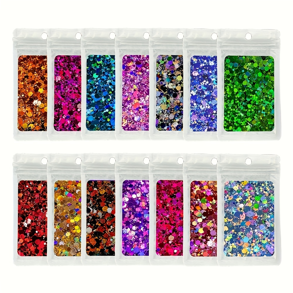  Holographic Chunky Glitter, Set of 36 Colors Craft Glitter  Sparkle Sequins, Cosmetic Glitter Flake for Epoxy Resin, Body, Face, Eye,  Nail Arts, Slime Making, Wedding Festival Party Decoration : Arts, Crafts