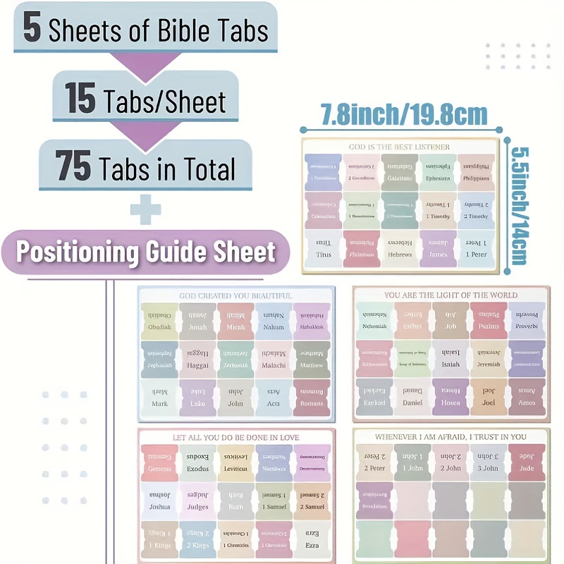 Bible Tabs Bible Stickyindex 75 Tabs Laminated Bible - Temu