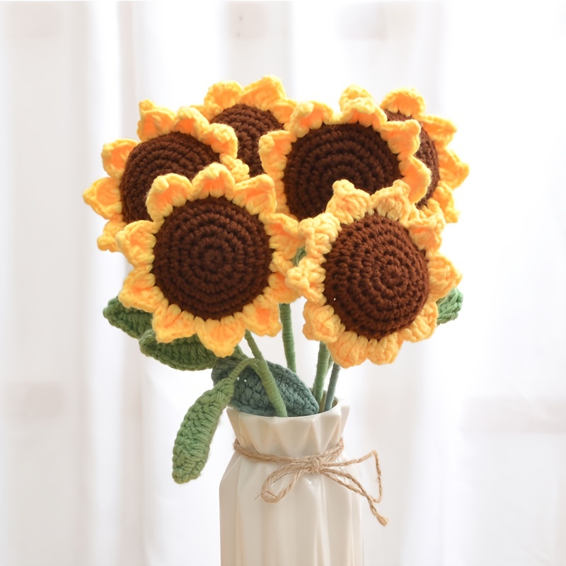 Crochet Flowers Bouquet, Handmade Knitted Bouquet,sunflower