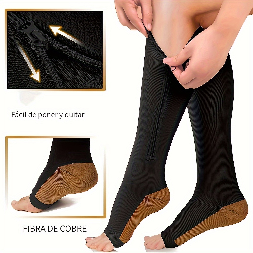 Open Toe Zipper Copper Compression Socks Women Men - Temu Germany