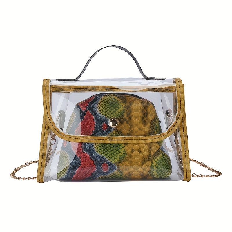 Transparent Jelly Crossbody Bag, Graffiti Pattern Shoulder Bag - Temu