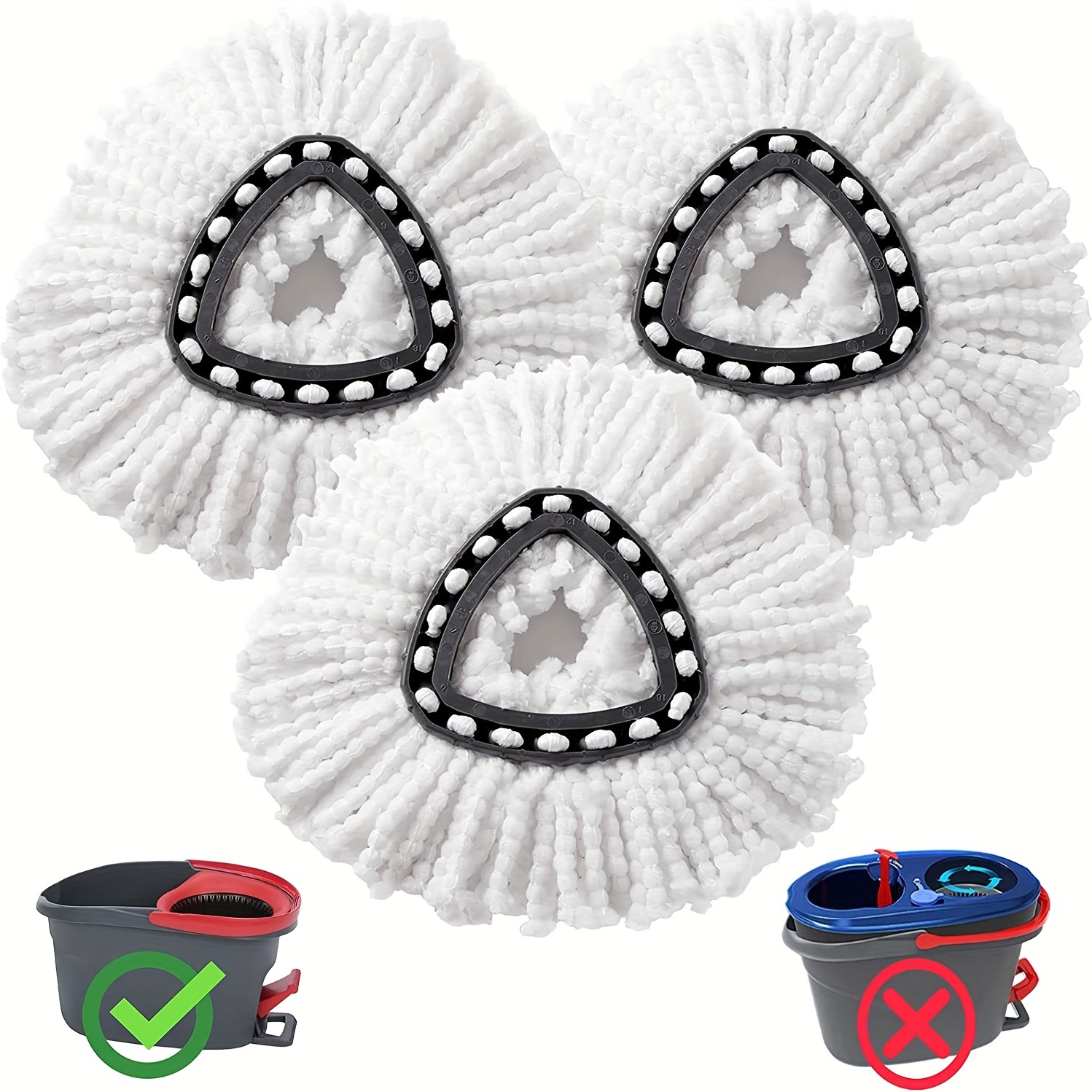 3pcs Mop Refill pour Vileda Spin And Clean Mop - Spin Mop Head Replacement  - Remplacement de tête de vadrouille en microfibre réutilisable lavable  pour nettoyer les sols