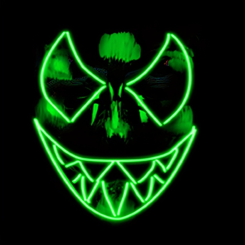 LED Light Up Men's Halloween Mask - Unique Neon Glow Masks