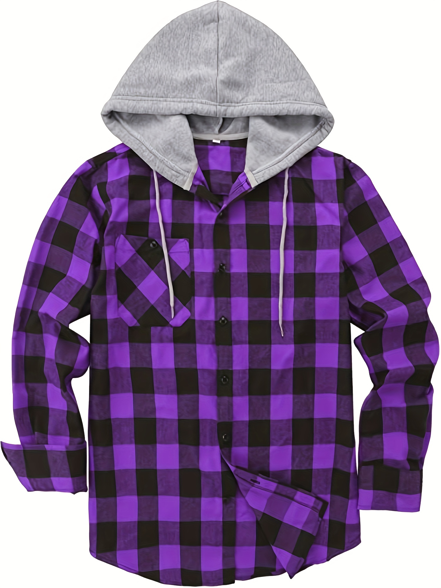 Plaid hooded sale flannel shirt