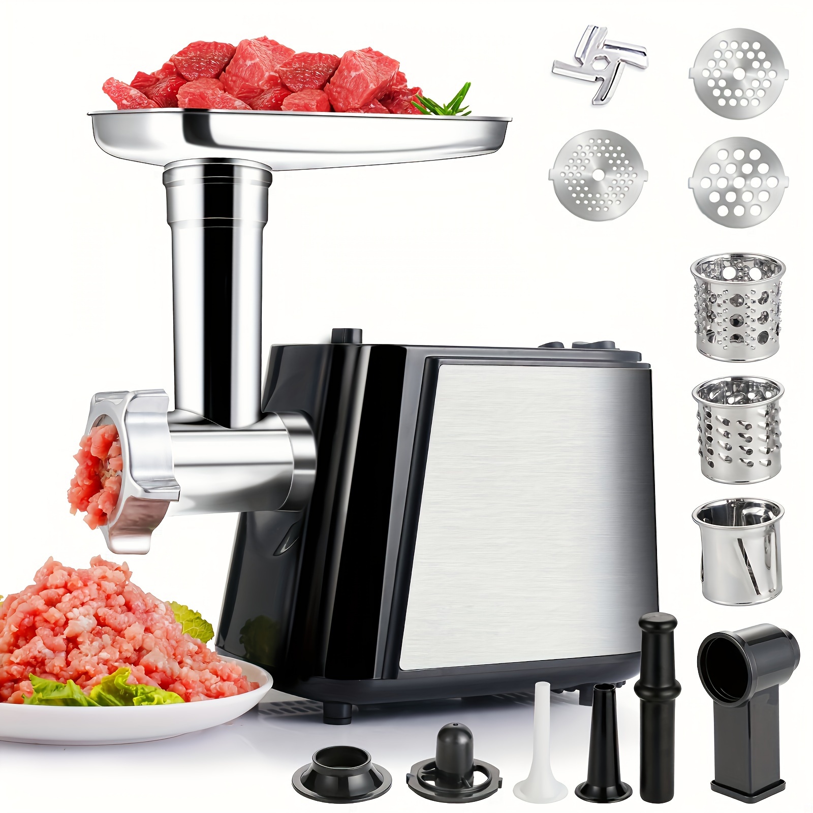 Hachoir à viande électrique 1200 W, broyeur de légumes pour robot culinaire  électrique avec machine à farcir les saucisses 