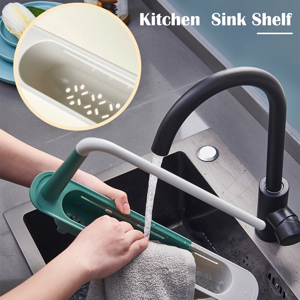 Telescopic Sink Rack Sponge Holder Sink Organizer Expandable - Temu