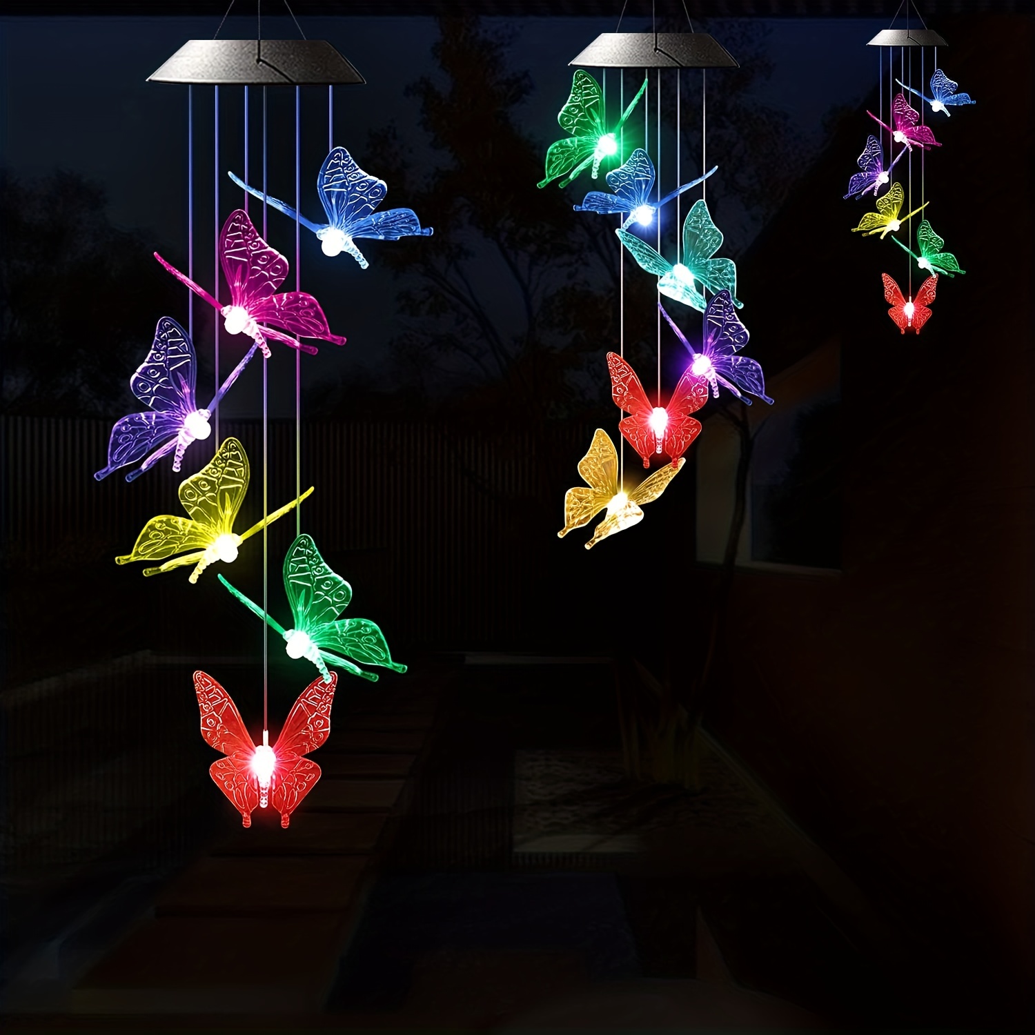 Solar Wind Chime Light Outdoor LED Hummingbird Butterfly Dragonfly Rice  Ball Angel Garden Decorative Wind Chime Light - AliExpress