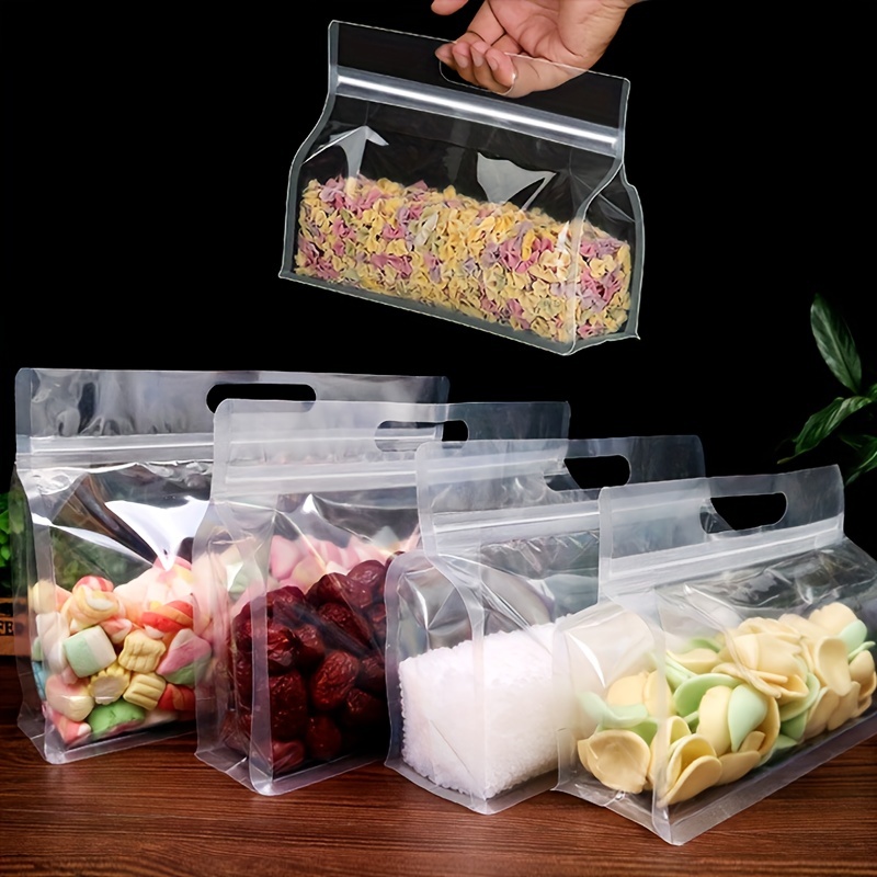 100pcs/lot Transparent Shopping Bag With Handle Plastic Food Packaging Bags