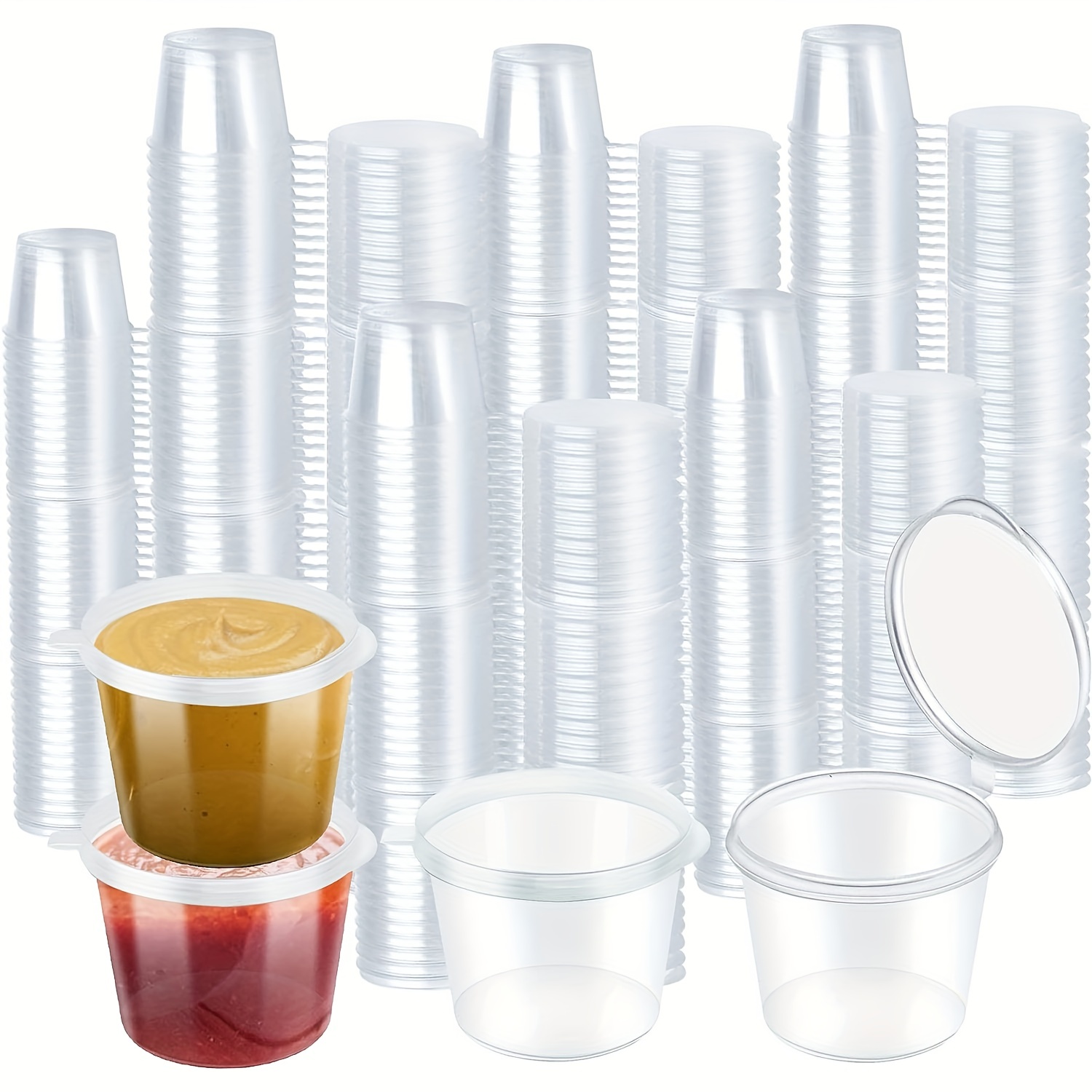 Disposable Sauce Cup with Lid Small Condiment Box Taste Take-Away Oil  Vinegar Pepper Plastic Cup with Lid - China Disposable Clear Plastic Sauce  Packing Cup Box, PP Pet Thicken Takeout Soy Sauce