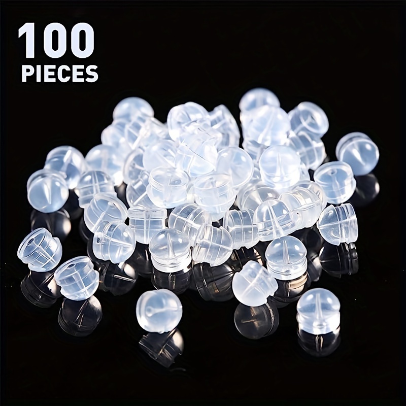 100pcs Clear Earring Backs for DIY Earrings Making