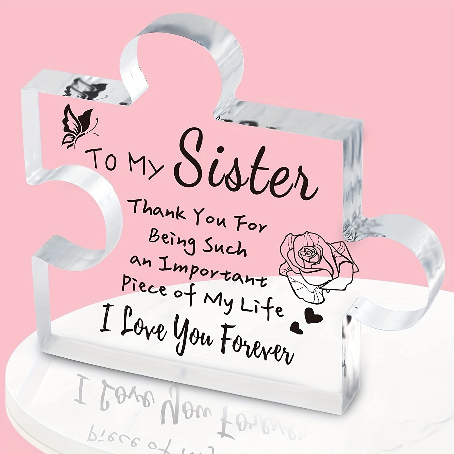 1pc, Sister Gifts From Sister, Birthday Gifts For Sister, Sisters Gifts  Puzzle Block Engraved Acrylic Plaque, Christmas For Sisters From Sisters  Broth