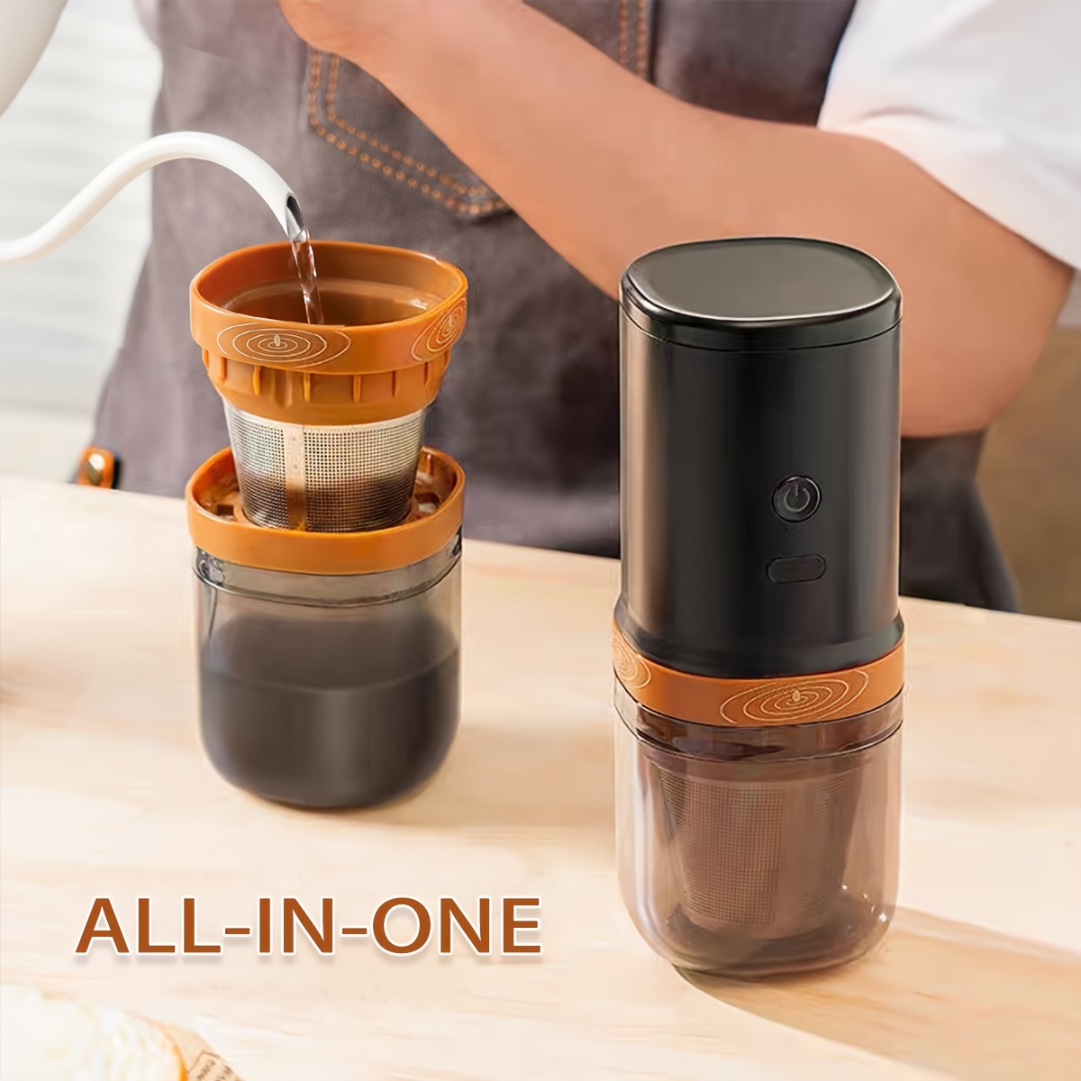 Coffee Grinder Electric Adjustable Burr Mill with Coffee Drip Filter Maker  2in1