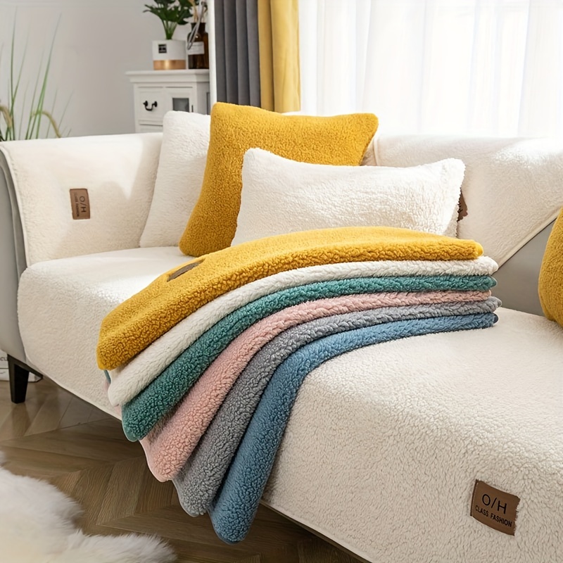 Plush Sherpa Sofa Slipcover Dog Friendly Couch Cover With - Temu