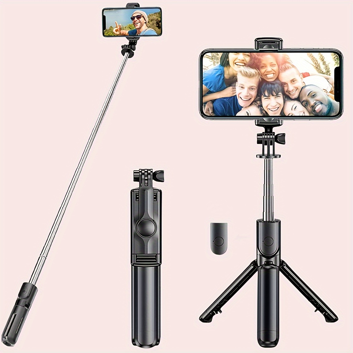 Comprar Palo selfie extensible con control remoto inalámbrico y soporte  para trípode, portátil, liviano, compatible con iPhone 14/13/12/11/XR/8/7,  Samsung y más