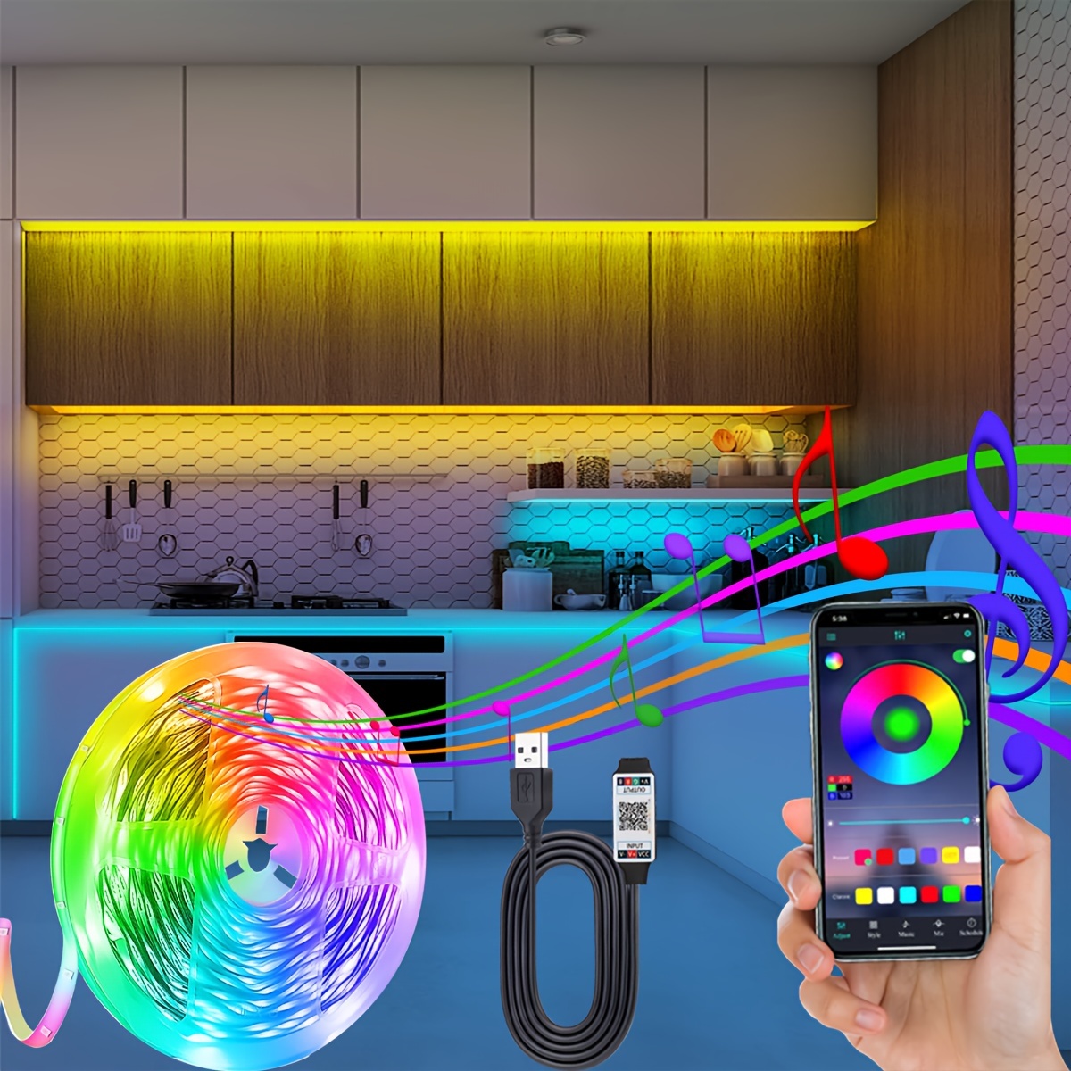 Intelligent Usb Rgb5050 Led Strip Light App Control Color - Temu