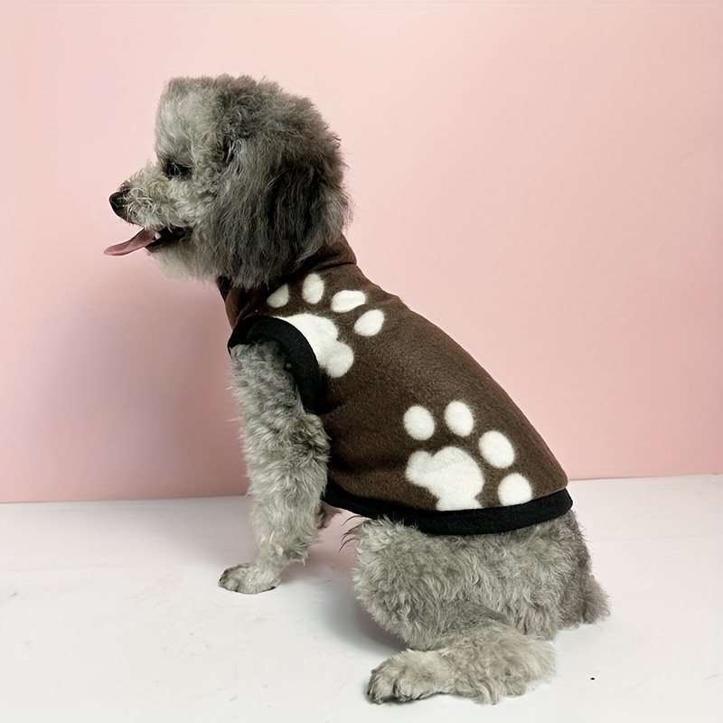 1pc cute paw graphic dog coat winter warm pet vest fleece thick puppy clothes soft pet jacket for small dogs and cats for autumn and winter 6