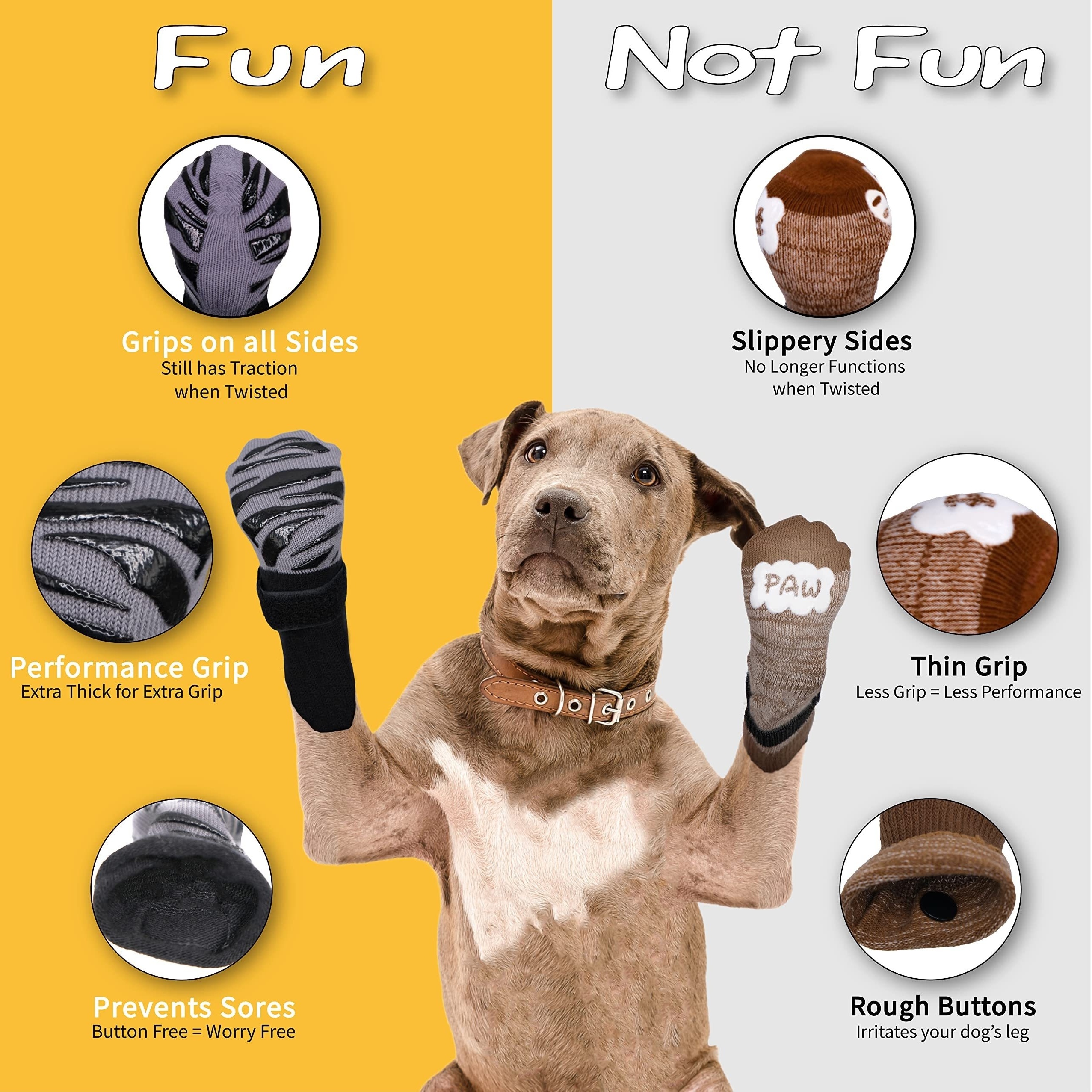 Non-Slip Dog Socks - Dog Grip Socks with Traction Control for Indoor  Hardwood Floor Wear, Pet Paw Protector
