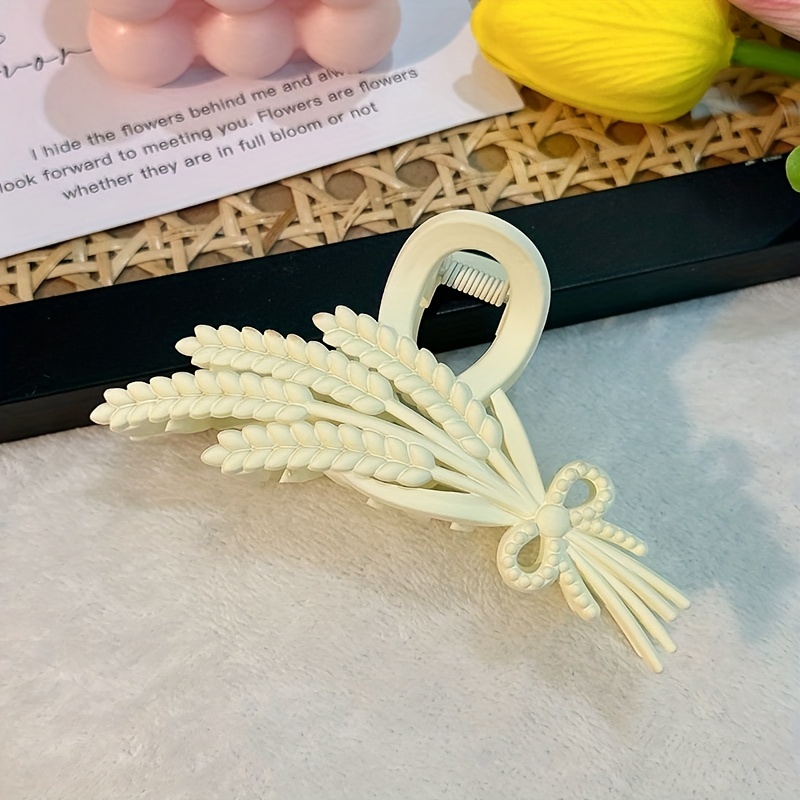 Frosted Hair Claw Wheat Ears Shaped Nonslip Shark Claw For Ponytail