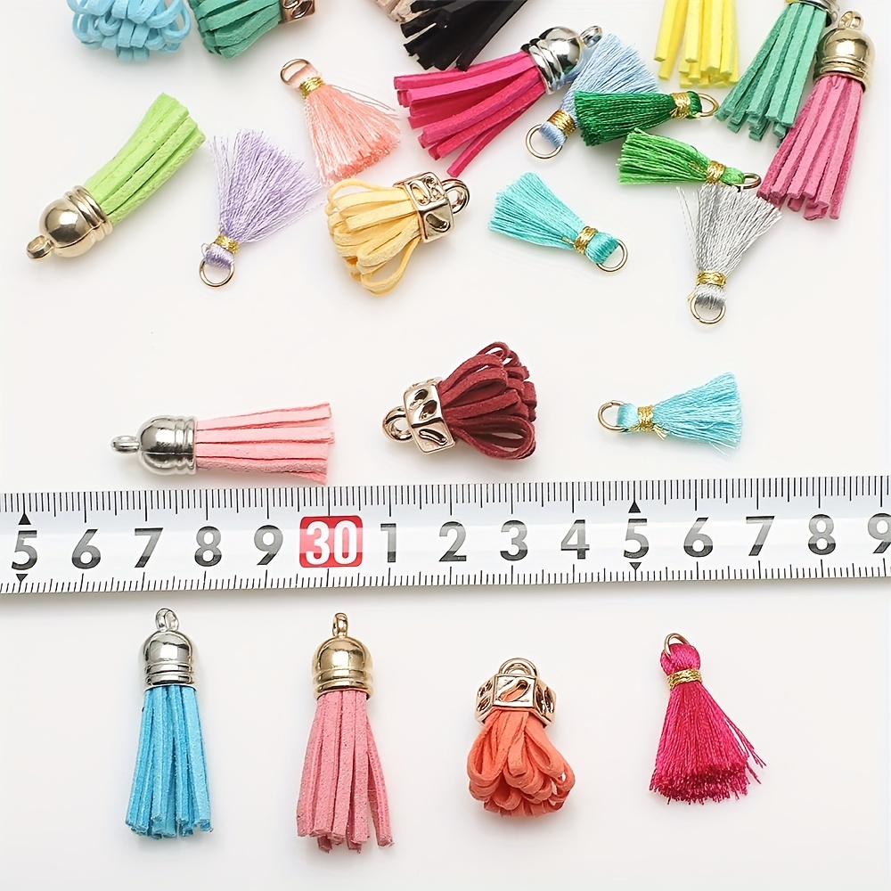 Keychain Making Findings Kit With Colorful Leather Tassels - Temu