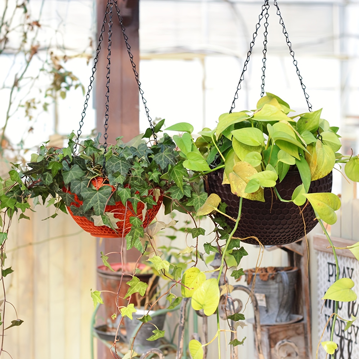 

1pc, Large Hanging Planter In Nordic Style, Suitable For Indoor And Outdoor Use, Made Of Plastic, Perfect For Hanging Ferns, Green Plants, And Climbing Vines.