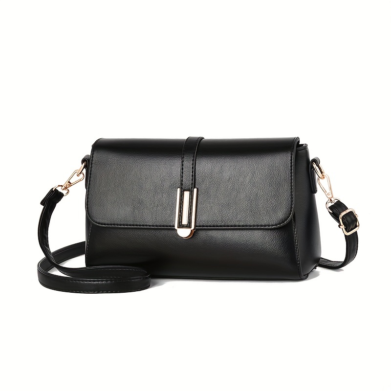 Solid Crossbody Bag Metal Decor Shoulder Purse