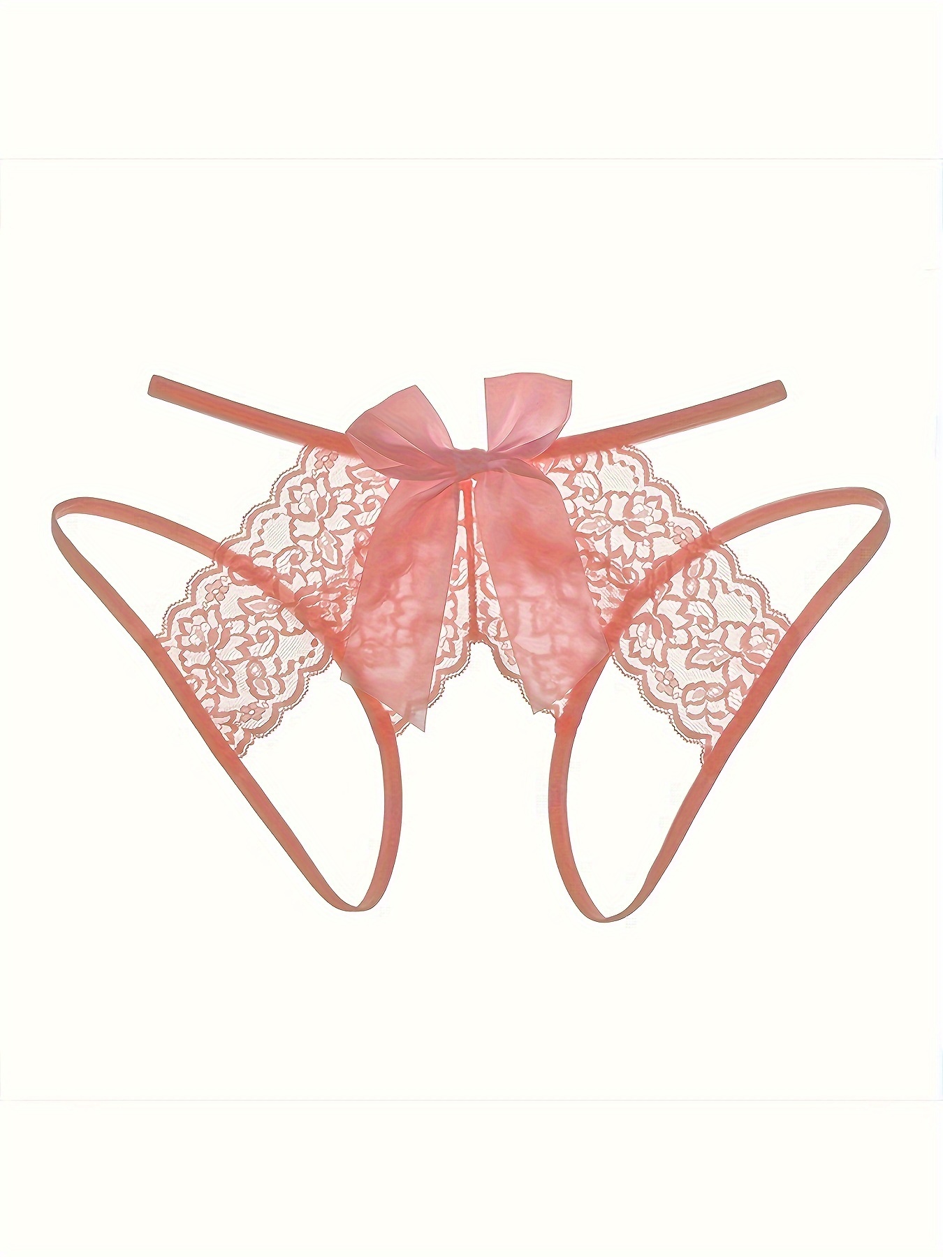 Women's Sexy Floral Lace Open Crotch Panties Bow Decoration - Temu