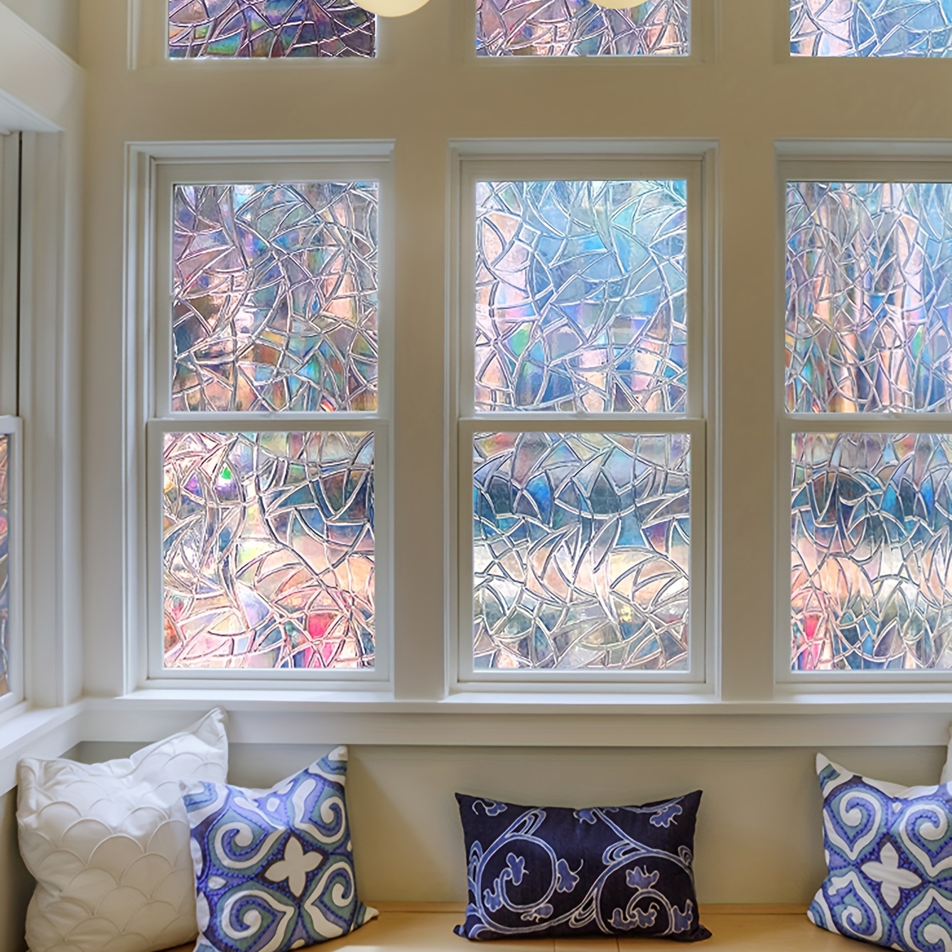 Vinilos para Ventanas Película de ventana de vidrio tintado de privacidad  for ventana de arcoíris 3D, pegatina de ventana de aislamiento térmico  antiaspecto, vinilo for ventanas de vidrio Película par : 