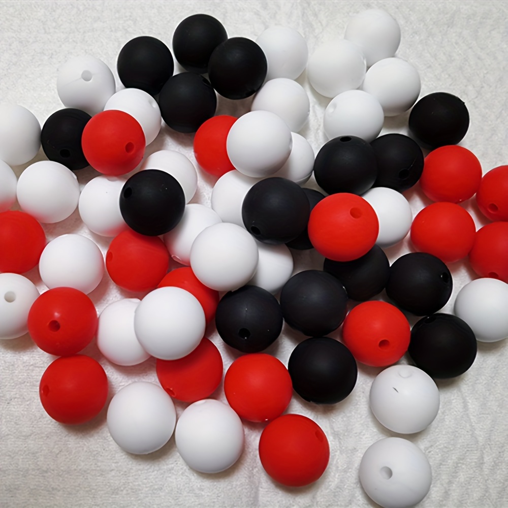 60pcs Silicone Beads, 15mm Silicone Beads Bulk Round Rubber Beads for Keychain Making Kit Silicone Focal Beads Loose Beads for Necklace Bracelet