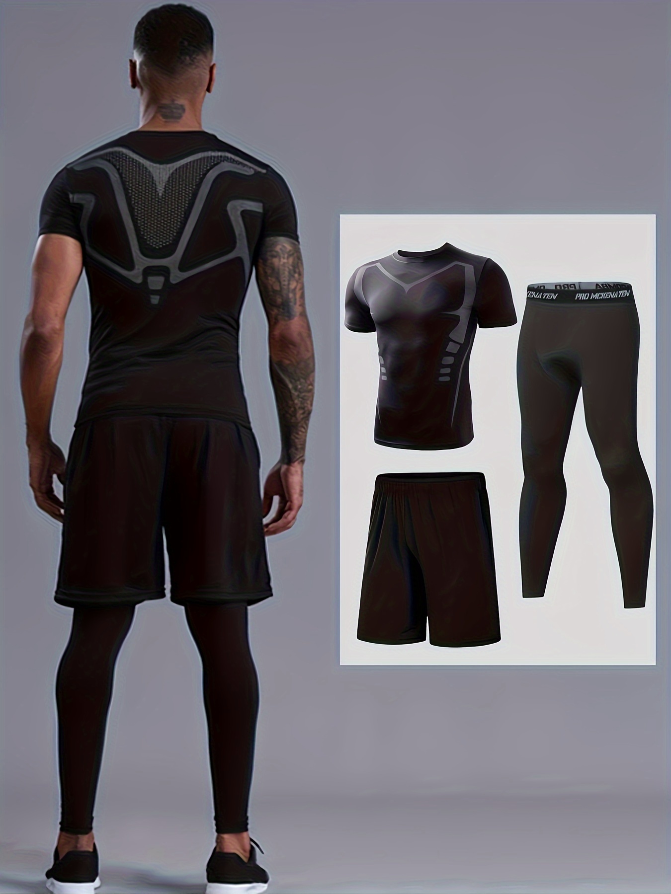 Conjunto de ropa deportiva para hombre, camiseta de ciclismo, camiseta,  chaleco, pantalones cortos, para gimnasio, yoga, correr, fitness 3XL gris