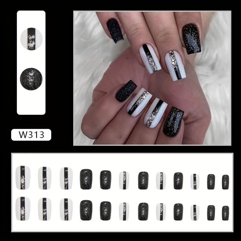 French Tip Press On Nails Medium Size Acrylic Nails for Women