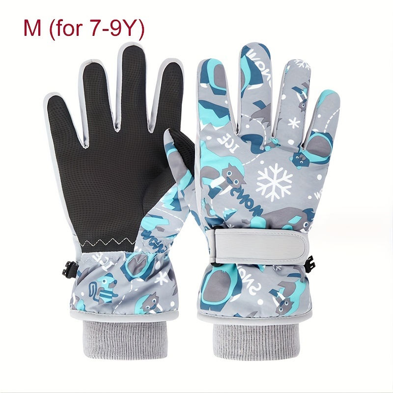 1 Pair Of Childrens Winter Skiing Gloves Cartoon Warm Keeping