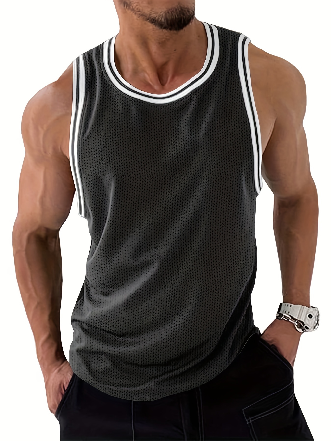 Mens Plain Vest Sleeveless Tank Top Training Gym BodyBuilding