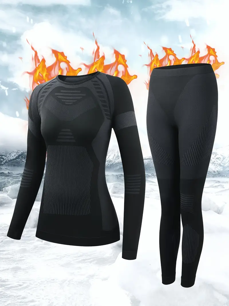 Thermal Underwear Set Long Sleeve Warm Top High Stretch - Temu New Zealand