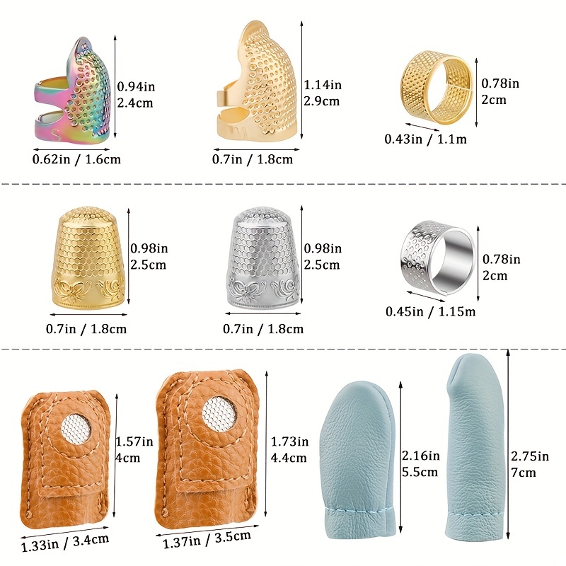 10pcs Hand-Working Sewing Thimble, Adjustable Metal Finger Shield Ring,  Leather Coin Finger Protectors, Sewing Thimble Rings Cap Metal Shield for