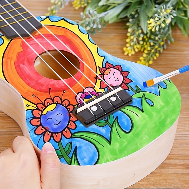 Doodle　Soprano　Ready-to-play　With　Temu　Wooden　Creative　Painting!　Ukulele　Diy　Germany
