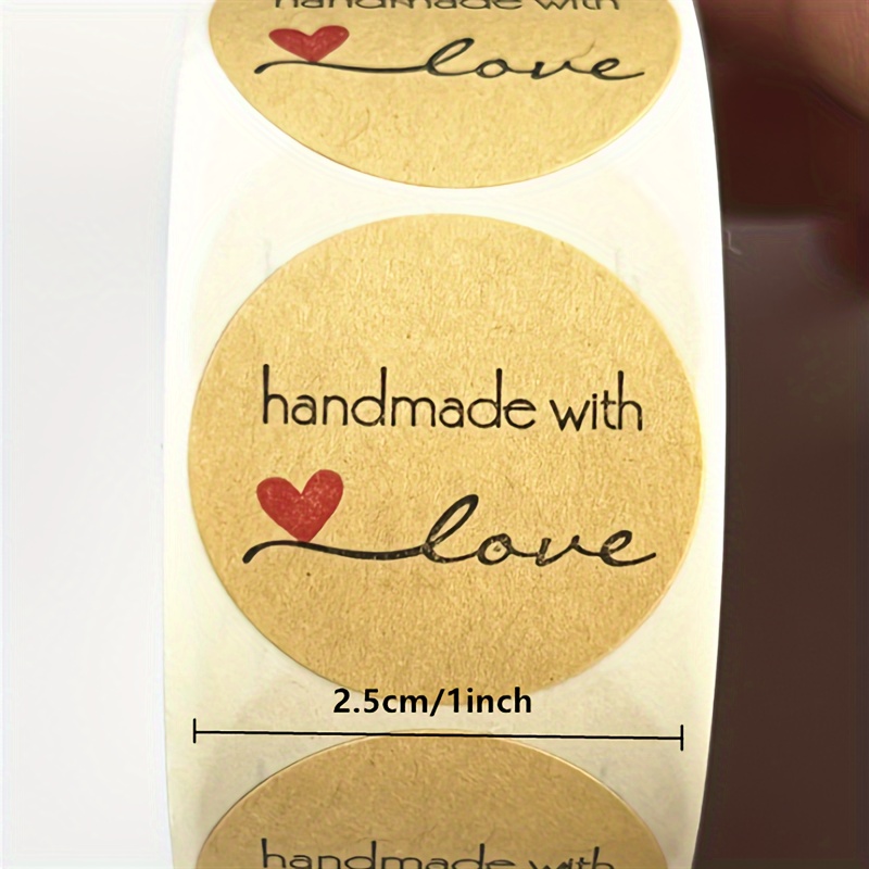 500PCS Hand Made With Love Stickers Handmade Homemade Heart Labels You New