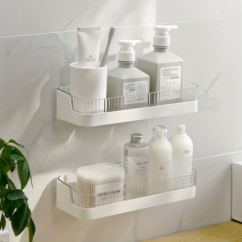Bathroom Wall Caddy Shelves Punch Free Adhesive Wall Mount - Temu