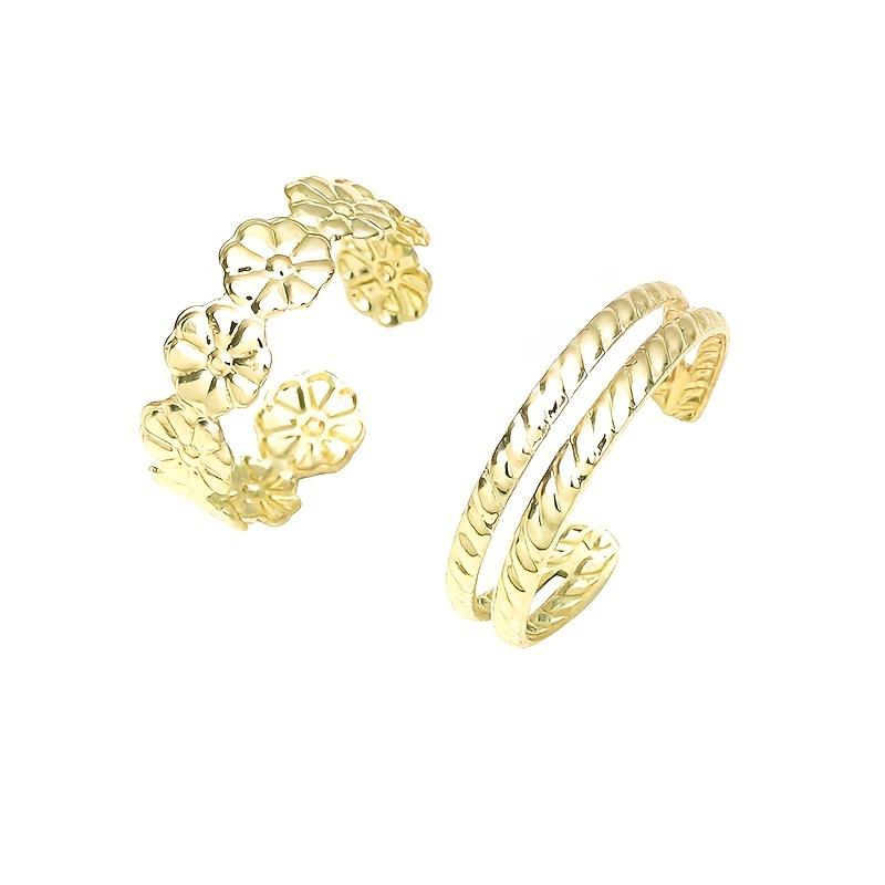 Summer Beach Flower Pattern Adjustable Toe Ring Set
