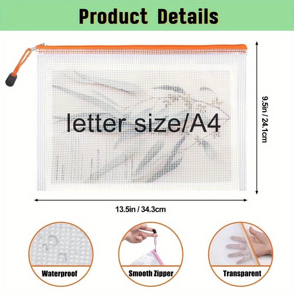 Mesh Zipper Pouch Zipper Bags 14 Colors Large Storage Bags For Organizing,  A4 Size Puzzle Bag Zipper File Bags For School Board Games And Office  Supplies, School Supplies, Back To School, Aesthetic