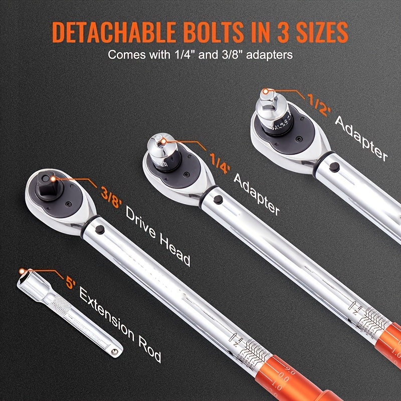5-25NM Adjustable Torque Wrench Steel Open End Interchangeable Head Torque  Wrench Spanner Hand Tools for Bicycle Car Repair