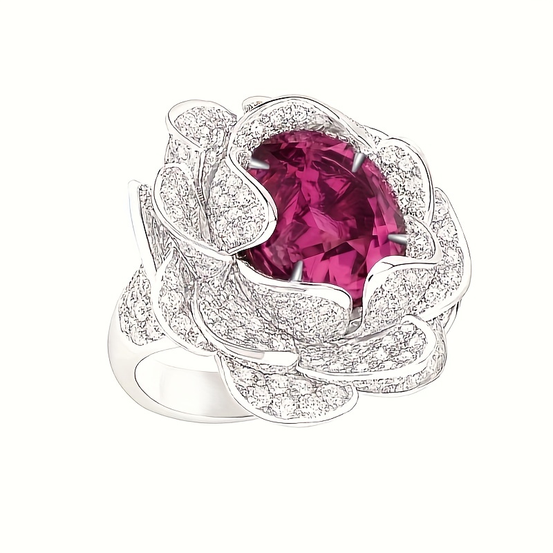 Flower shaped store gemstone ring