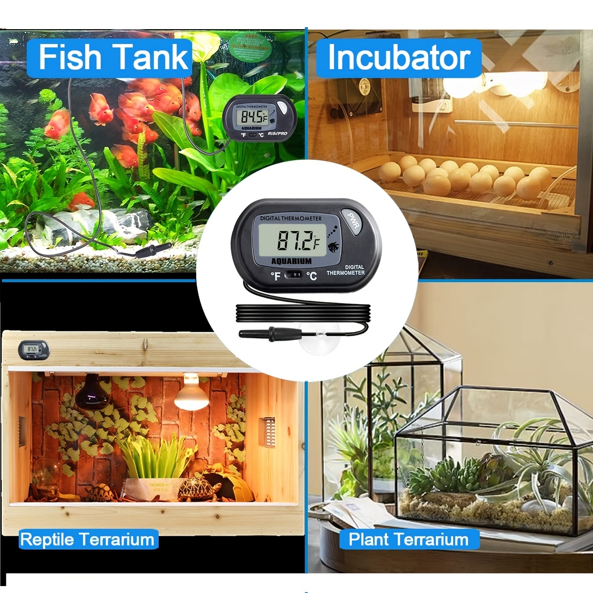 AQUANEAT 2 Pack Aquarium Thermometer Digital Reptile Fish Tank Water  Temperature