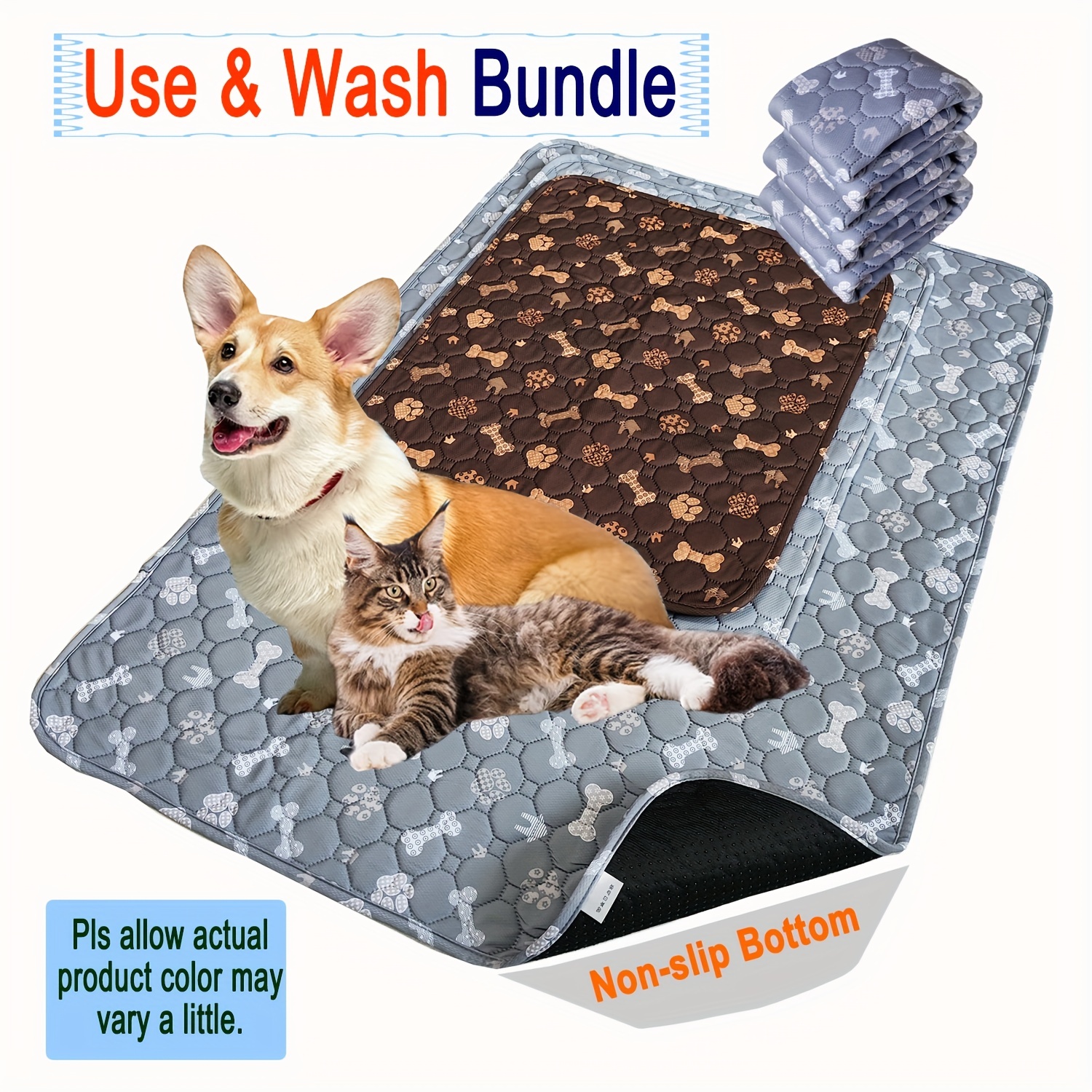 Washable Pee Pads For Dogs,reusable Pet Training Pads,waterproof Pet Pads  For Dog Bed,couch, Crate, Potty Training