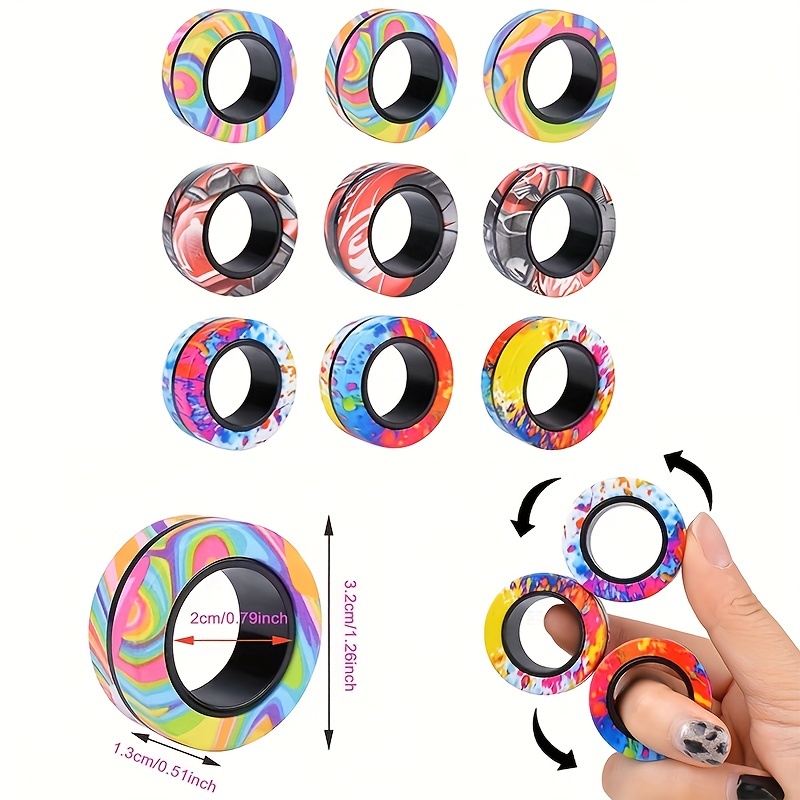 Fingertip Magnetic Rings Relief Fidget Toys Set Adult Magnet Spinner Anti  stress