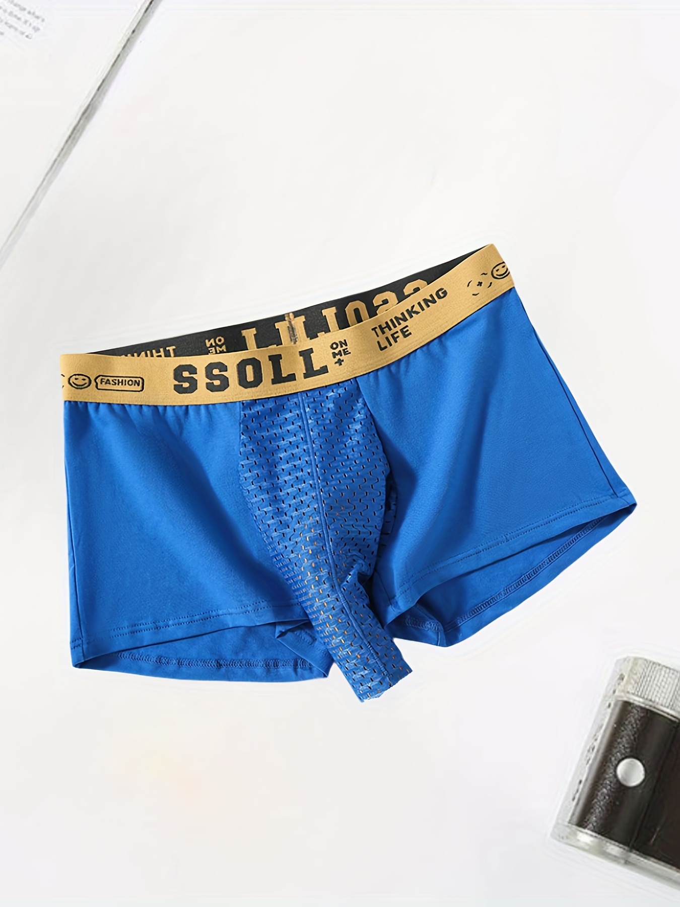 Fashion Men's Solid Cotton Underwear Loose Sports Boxer Shorts
