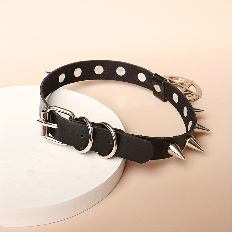 Spikes Rivets Pentagram Star Belt Choker Gothic Pu Leather - Temu