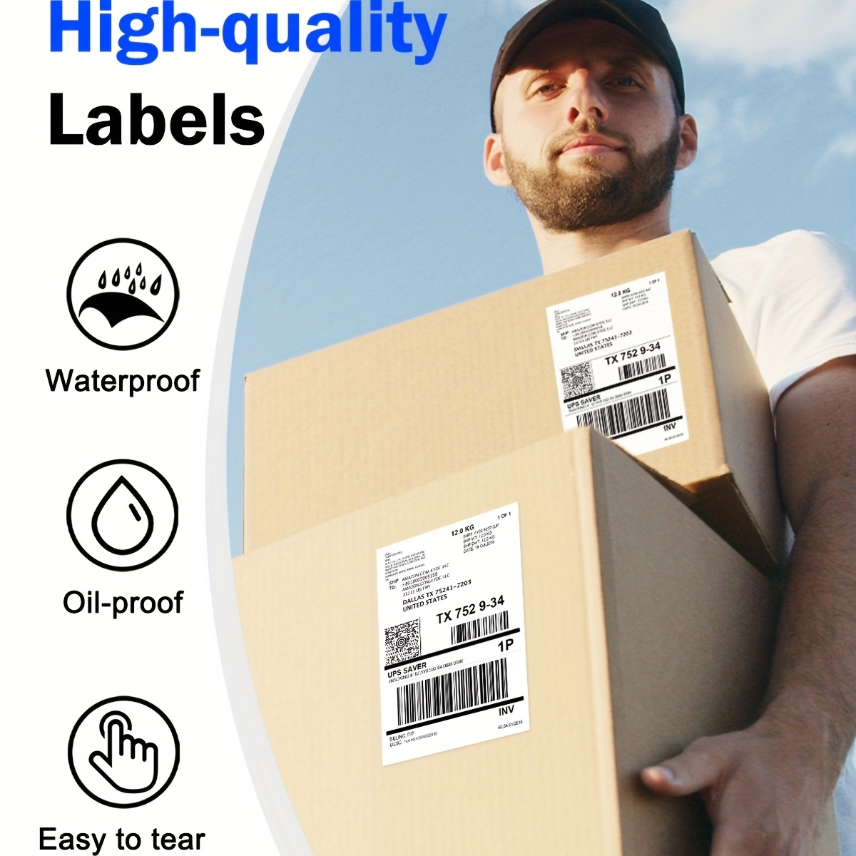 Thermal Label Paper Stack Adhesive Stickers For Thermal Shipping Labels  Dhl Ups Express Barcode Label Thermal Label Paper Sticker Paper Temu
